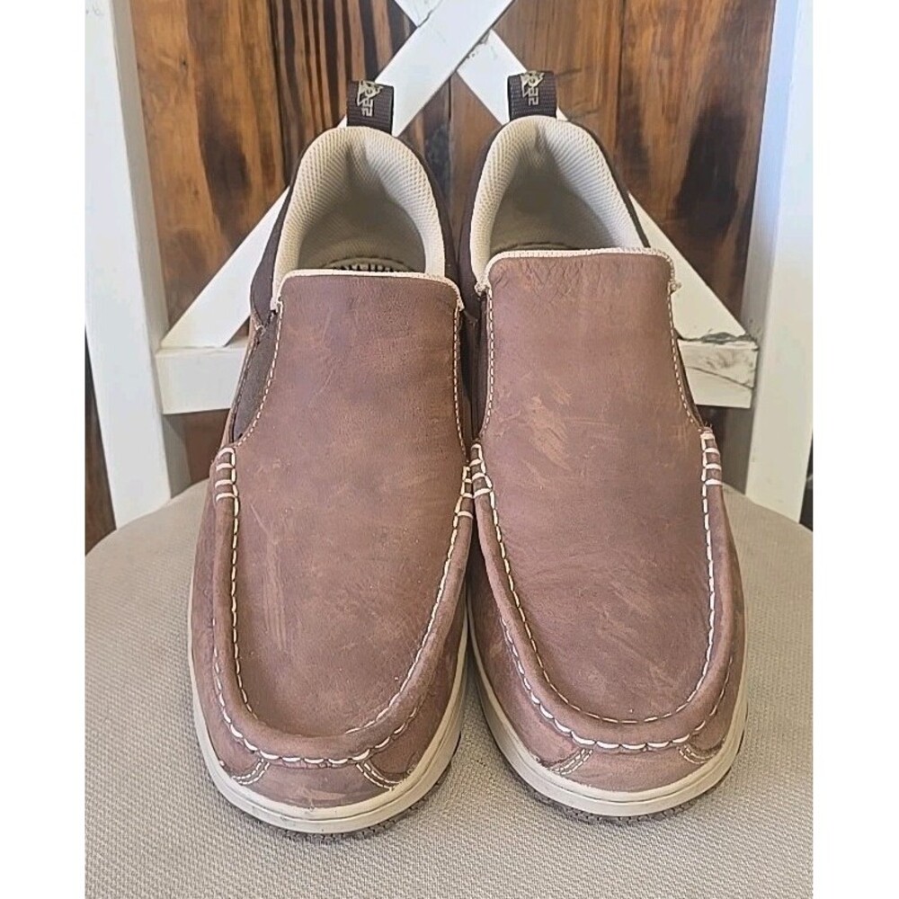 Rocky Men's RKS0631 3" Brown Soft Toe Slip-Resistant Slip-On Shoes, Size 11.5 W